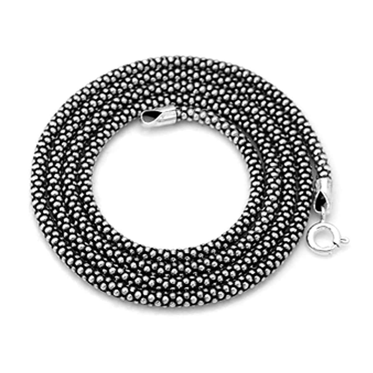 Oxidized 2.8mm 925 Sterling Silver Popcorn Chain Necklace 22 Inch