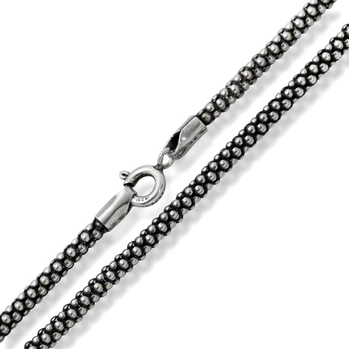 Oxidized 2.8mm 925 Sterling Silver Popcorn Chain Necklace 24 Inch