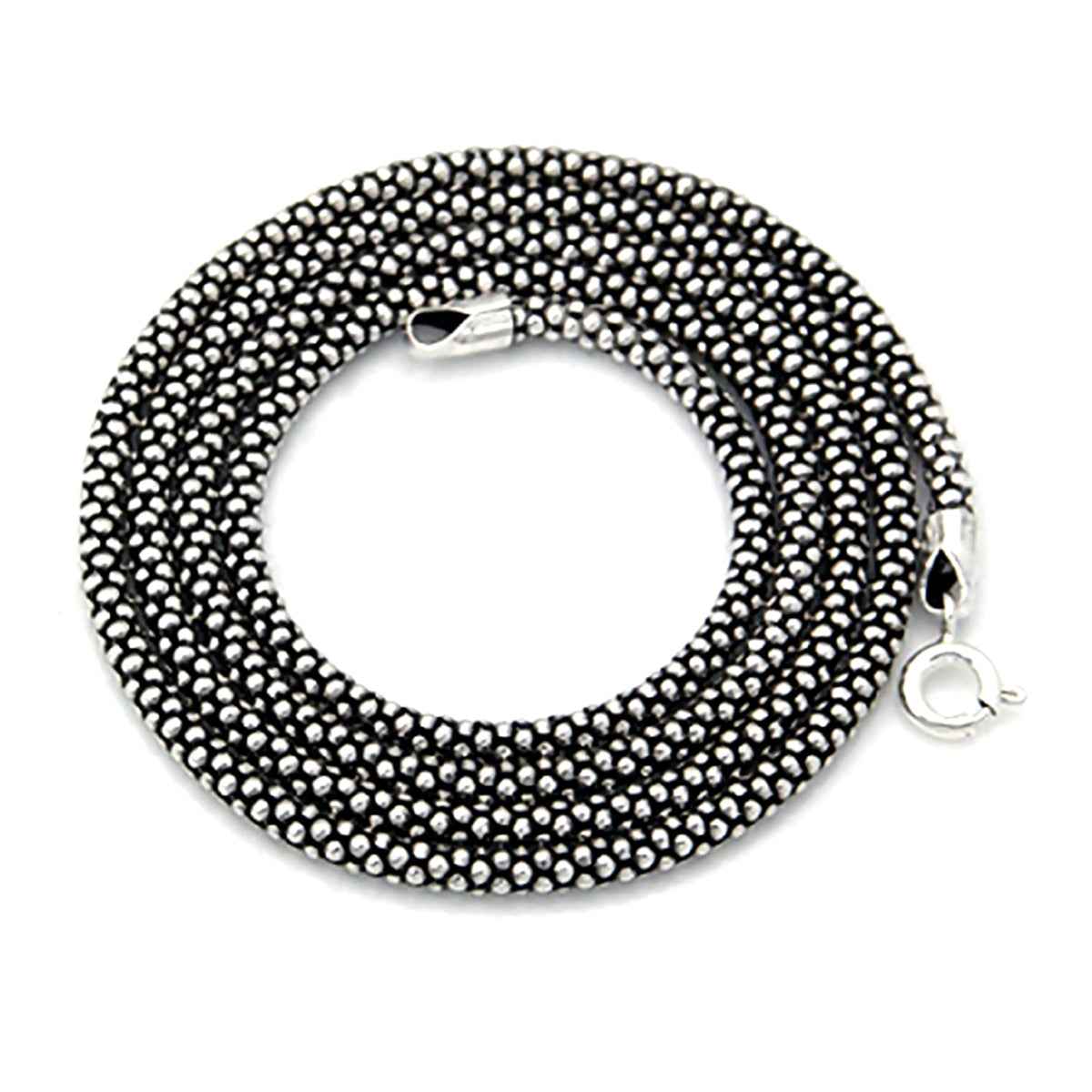 Oxidized 2.8mm 925 Sterling Silver Popcorn Chain Necklace 24 Inch