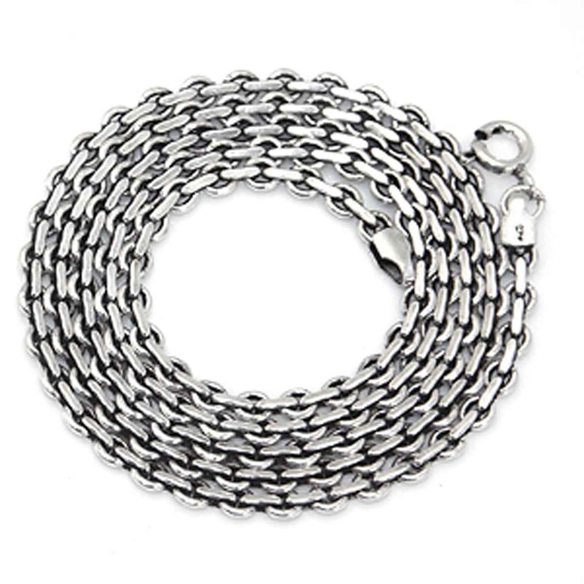 Oxidized 3mm 925 Sterling Silver Cable Chain Necklace 20 Inch