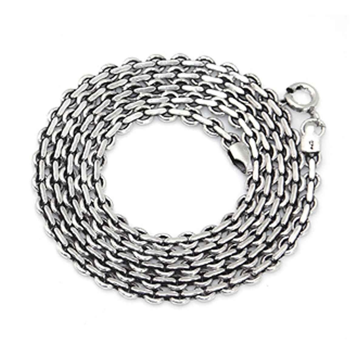 Oxidized 3mm 925 Sterling Silver Cable Chain Necklace 24 Inch