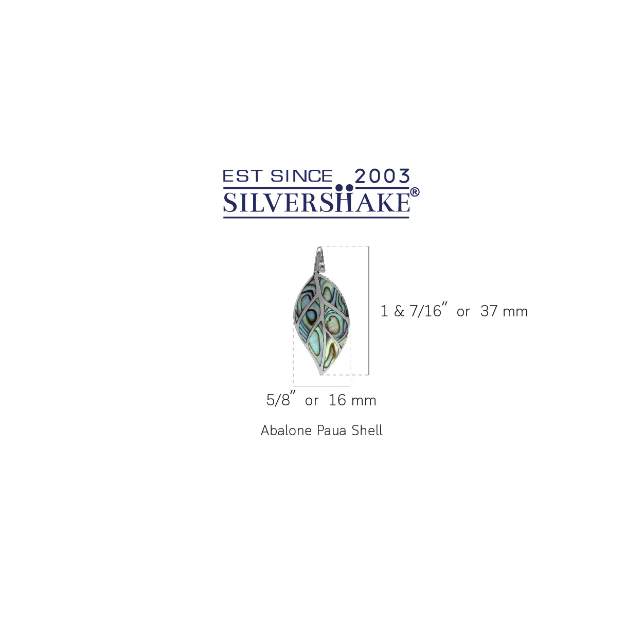 Silvershake Abalone Paua Shell Inlay White Gold Plated 925 Sterling Silver Leaf Pendant - Silvershake-store