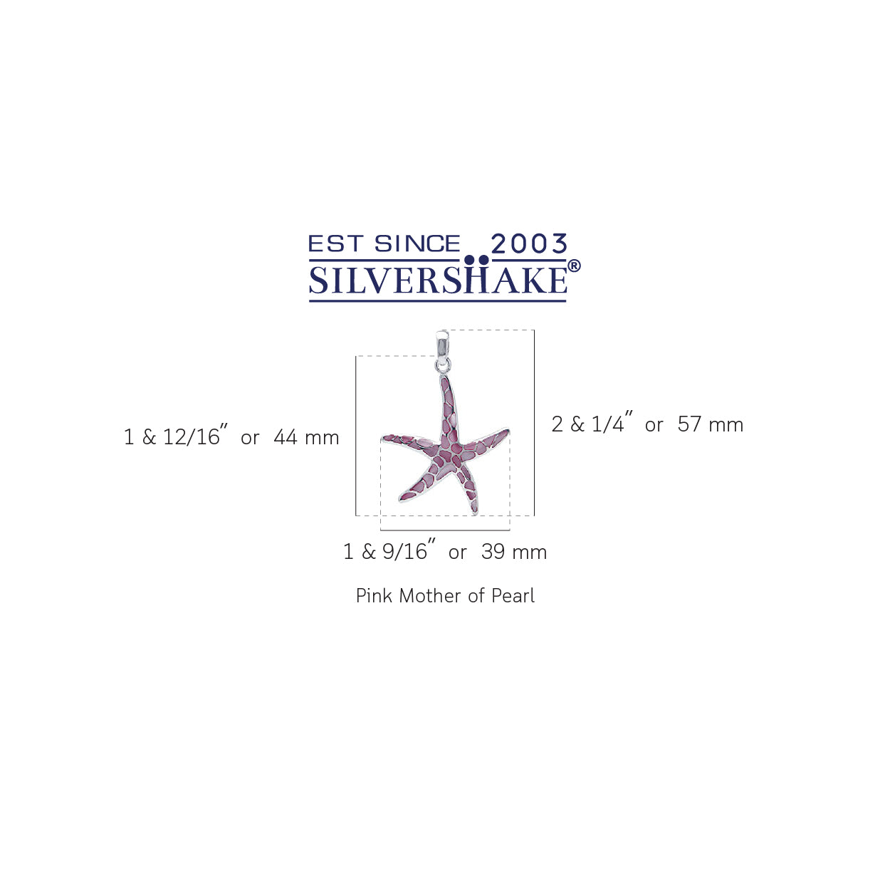 Silvershake Pink Mother Of Pearl Mosaic Inlay White Gold Plated 925 Sterling Silver Starfish Pendant - Silvershake-store