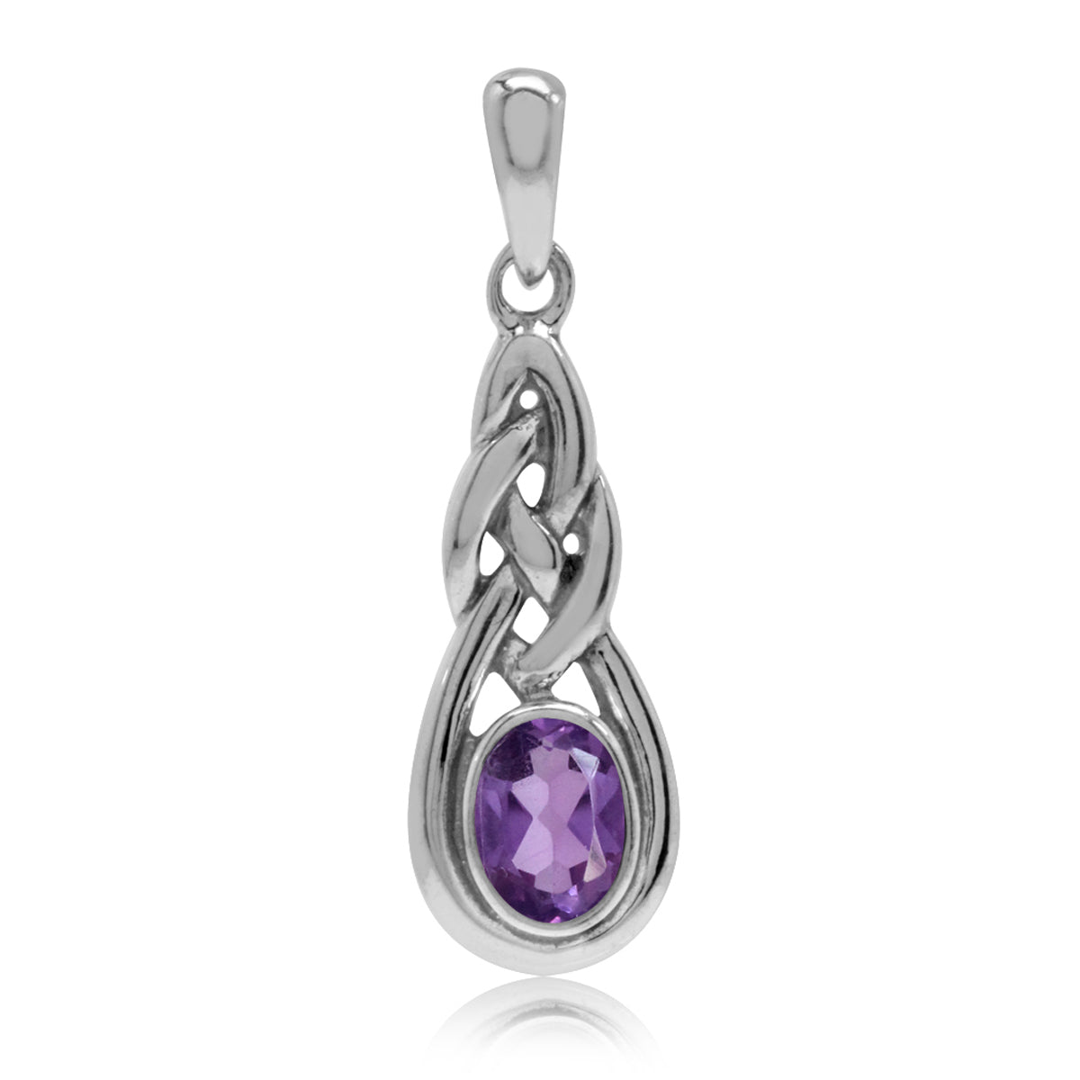 Natural African Amethyst 925 Sterling Silver Celtic Knot Pendant - Silvershake-store