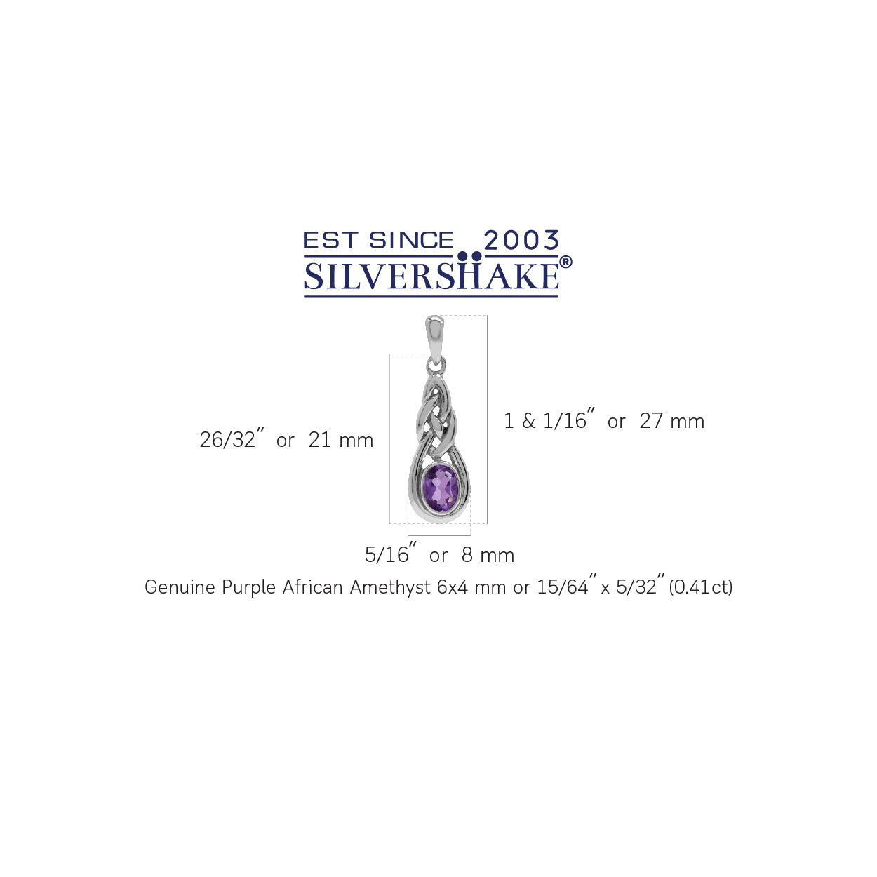 Natural African Amethyst 925 Sterling Silver Celtic Knot Pendant - Silvershake-store