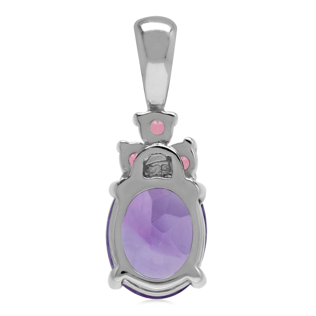 1.61ct. Natural Amethyst and Pink Tourmaline White Gold Plated 925 Sterling Silver Pendant - Silvershake-store