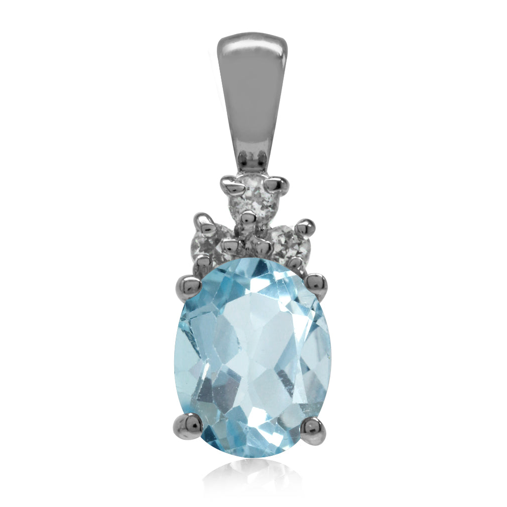 2.3ct. Genuine Blue Topaz 925 Sterling Silver Pendant - Silvershake-store