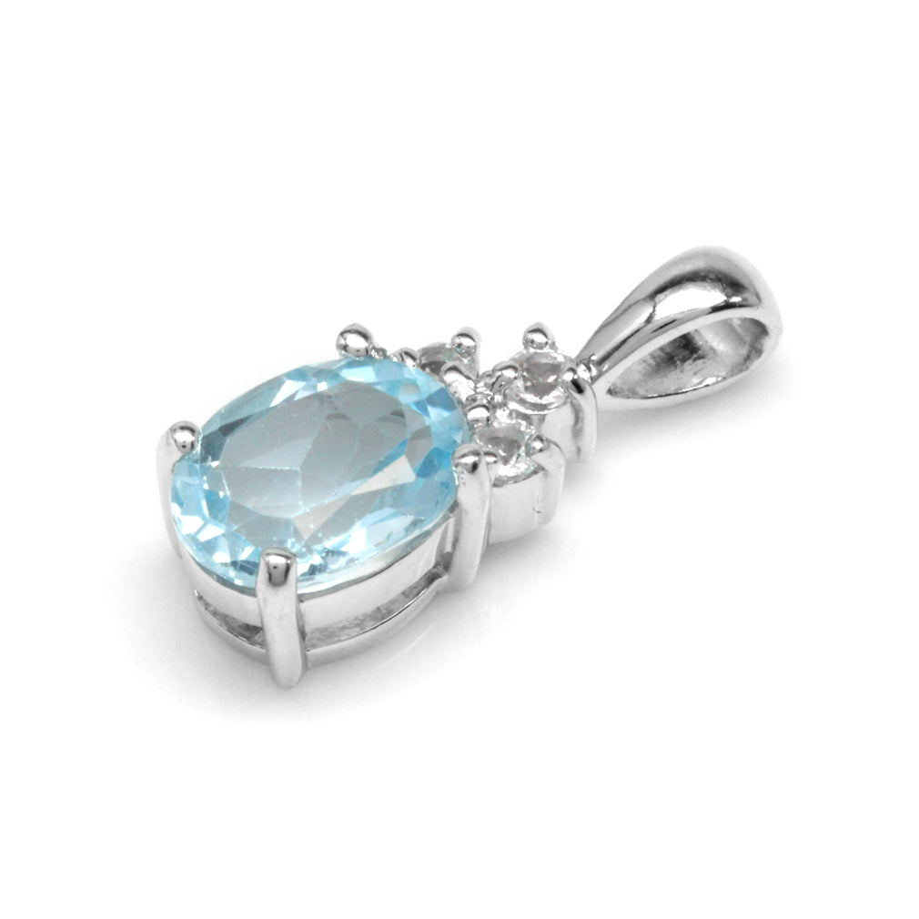 2.3ct. Genuine Blue Topaz 925 Sterling Silver Pendant - Silvershake-store