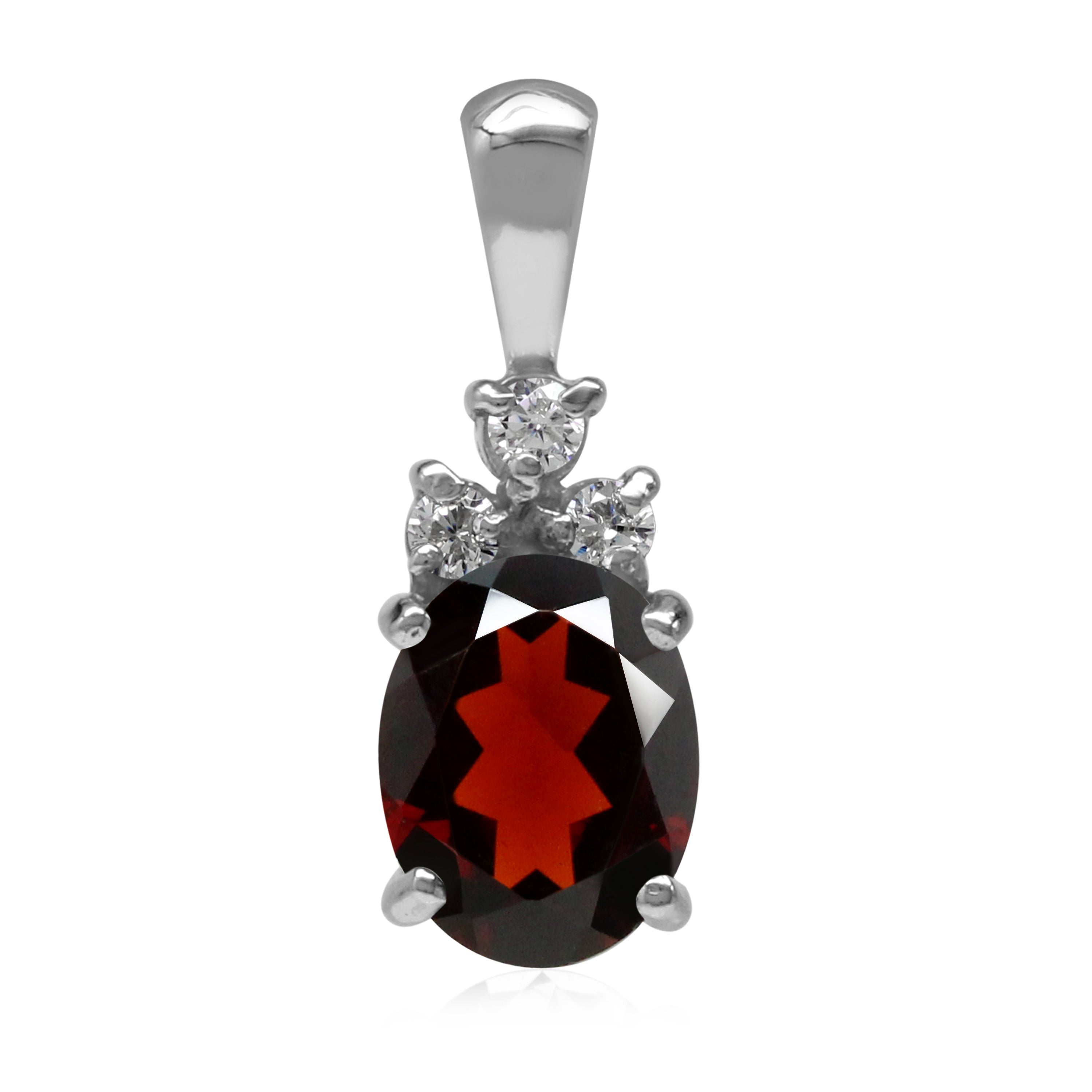 2.2ct. Natural Garnet and White Topaz 925 Sterling Silver Pendant - Silvershake-store