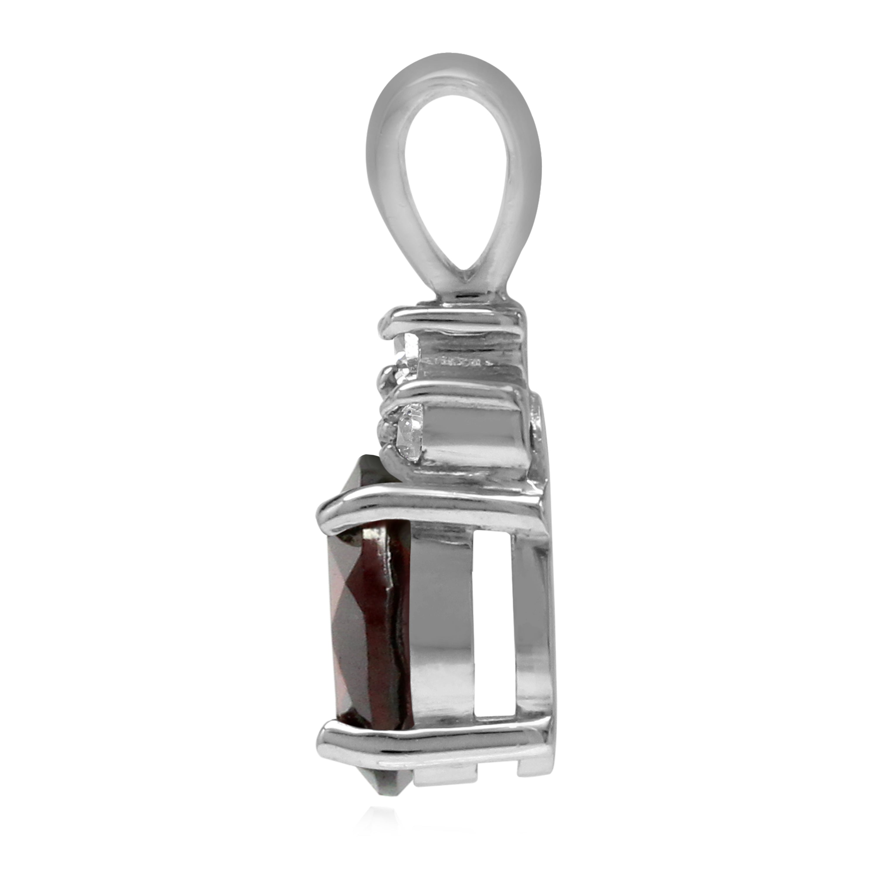 2.2ct. Natural Garnet and White Topaz 925 Sterling Silver Pendant - Silvershake-store