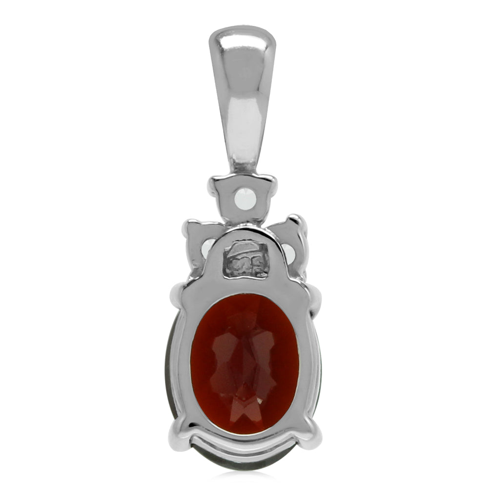 2.2ct. Natural Garnet and White Topaz 925 Sterling Silver Pendant - Silvershake-store