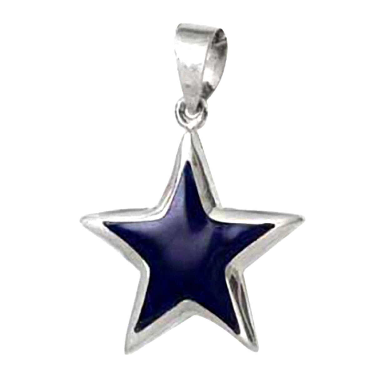 Created Blue Lapis Inlay White Gold Plated 925 Sterling Silver Star Pendant - Silvershake-store