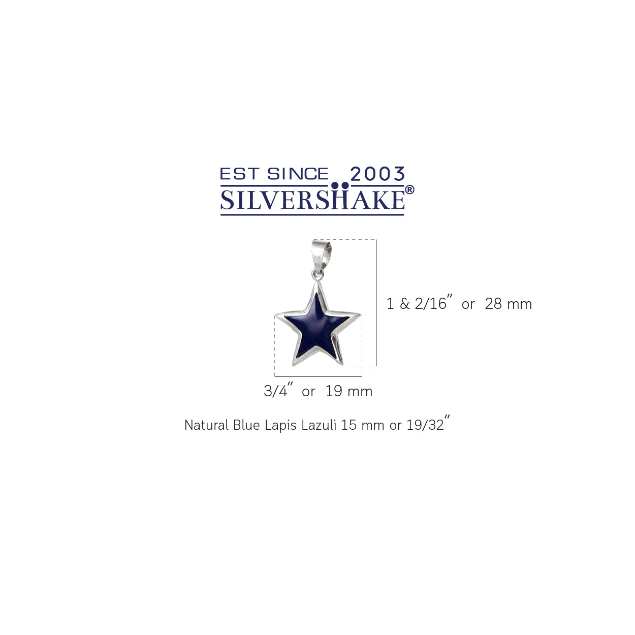 Created Blue Lapis Inlay White Gold Plated 925 Sterling Silver Star Pendant - Silvershake-store