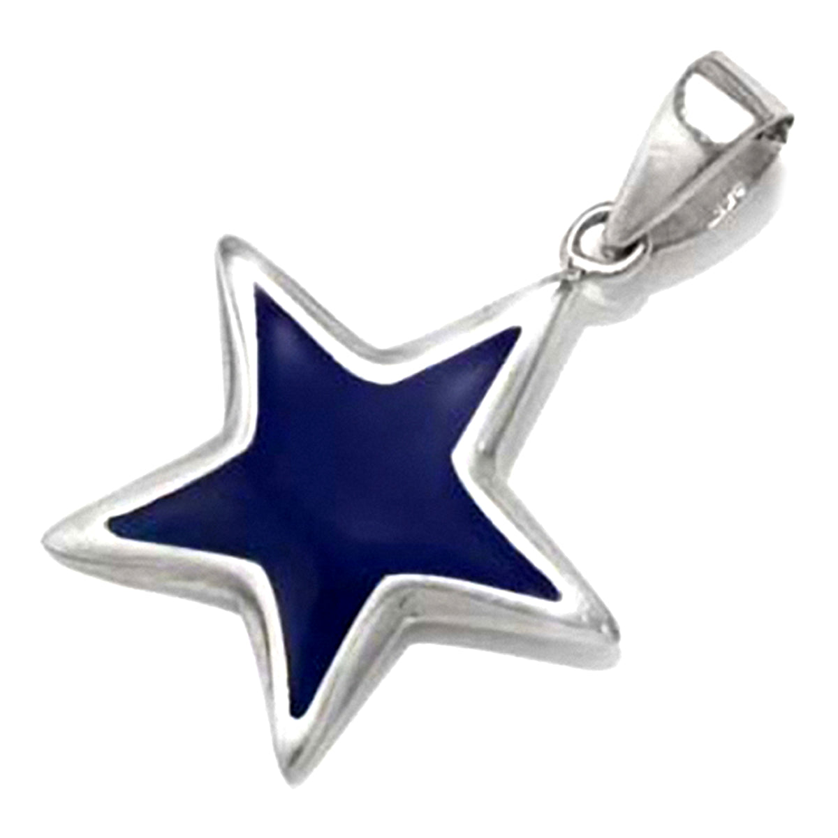 Created Blue Lapis Inlay White Gold Plated 925 Sterling Silver Star Pendant - Silvershake-store