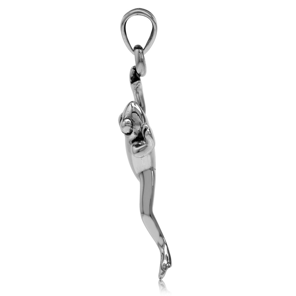 925 Sterling Silver Leaping Climbing Frog Pendant - Silvershake-store