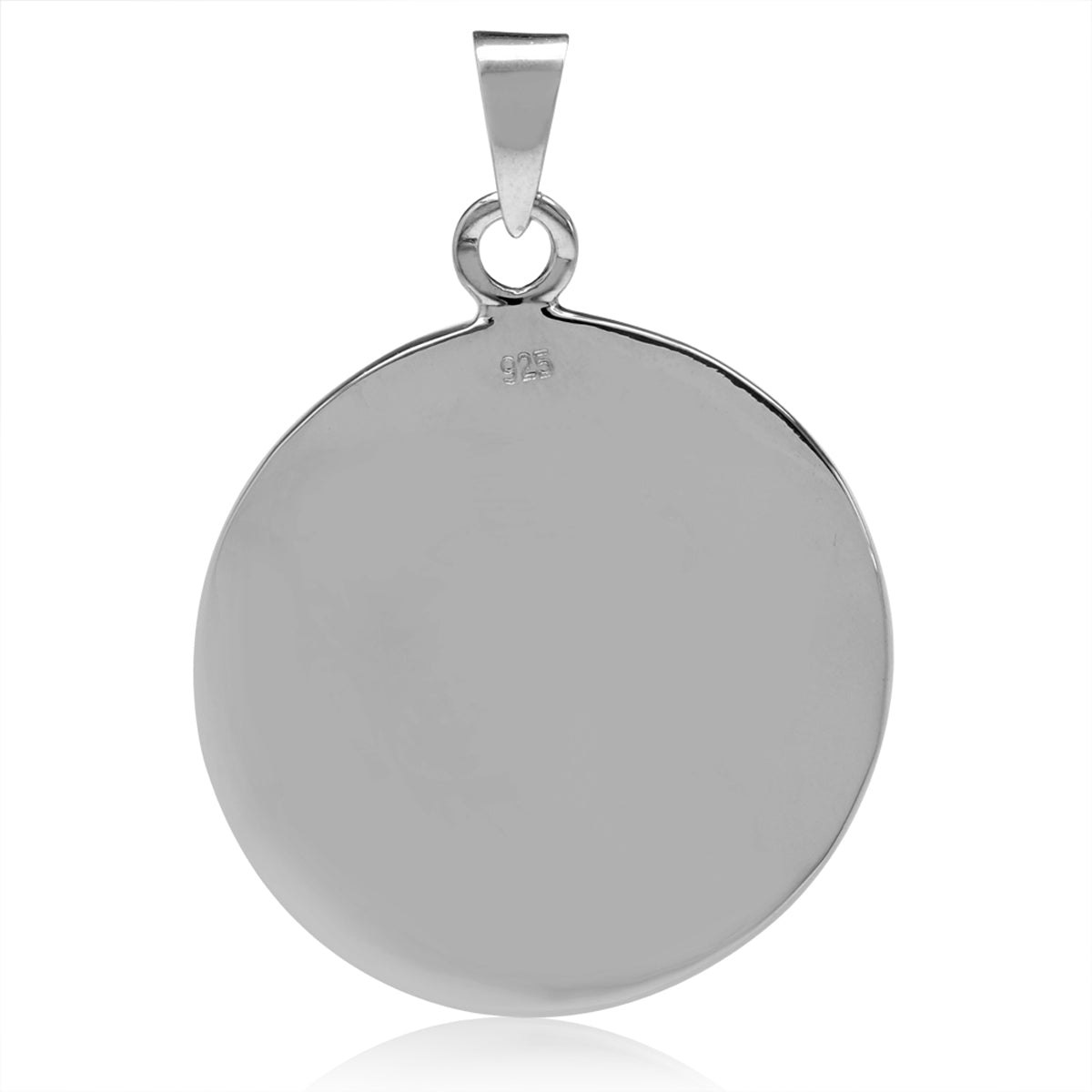Silvershake White Mother of Pearl and Created Black Onyx Inlay 925 Sterling Silver Disc Circle Pendant - Silvershake-store