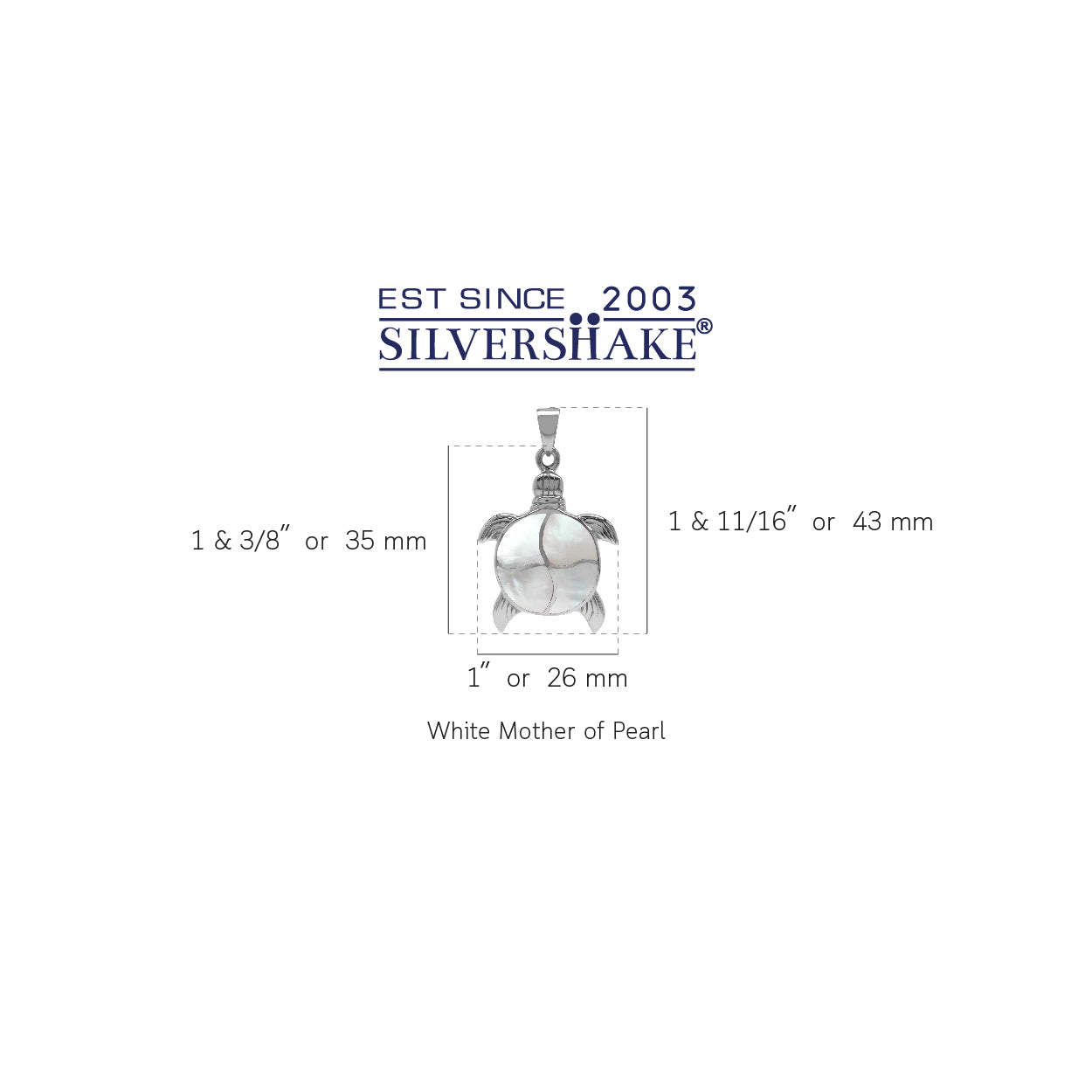 Silvershake Mother Of Pearl Inlay White Gold Plated 925 Sterling Silver Turtle Sealife Pendant - Silvershake-store