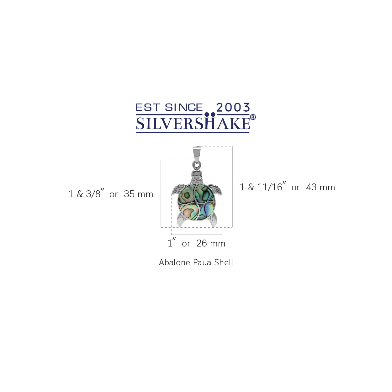 Silvershake Abalone Paua Shell Inlay White Gold Plated 925 Sterling Silver Turtle Sealife Pendant - Silvershake-store