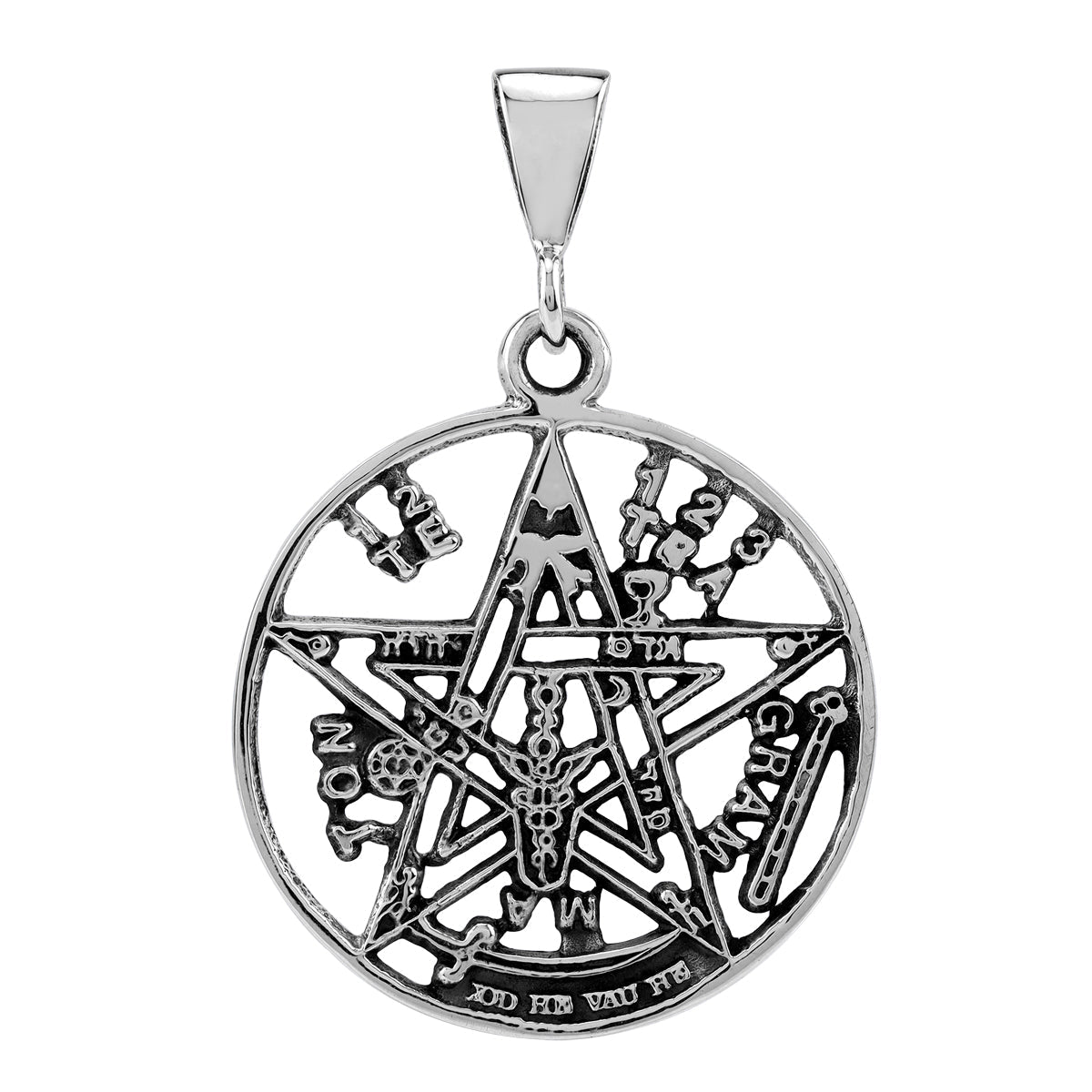 Silvershake Tetragrammaton Pentagram 925 Sterling Silver Filigree Pendant - Silvershake-store