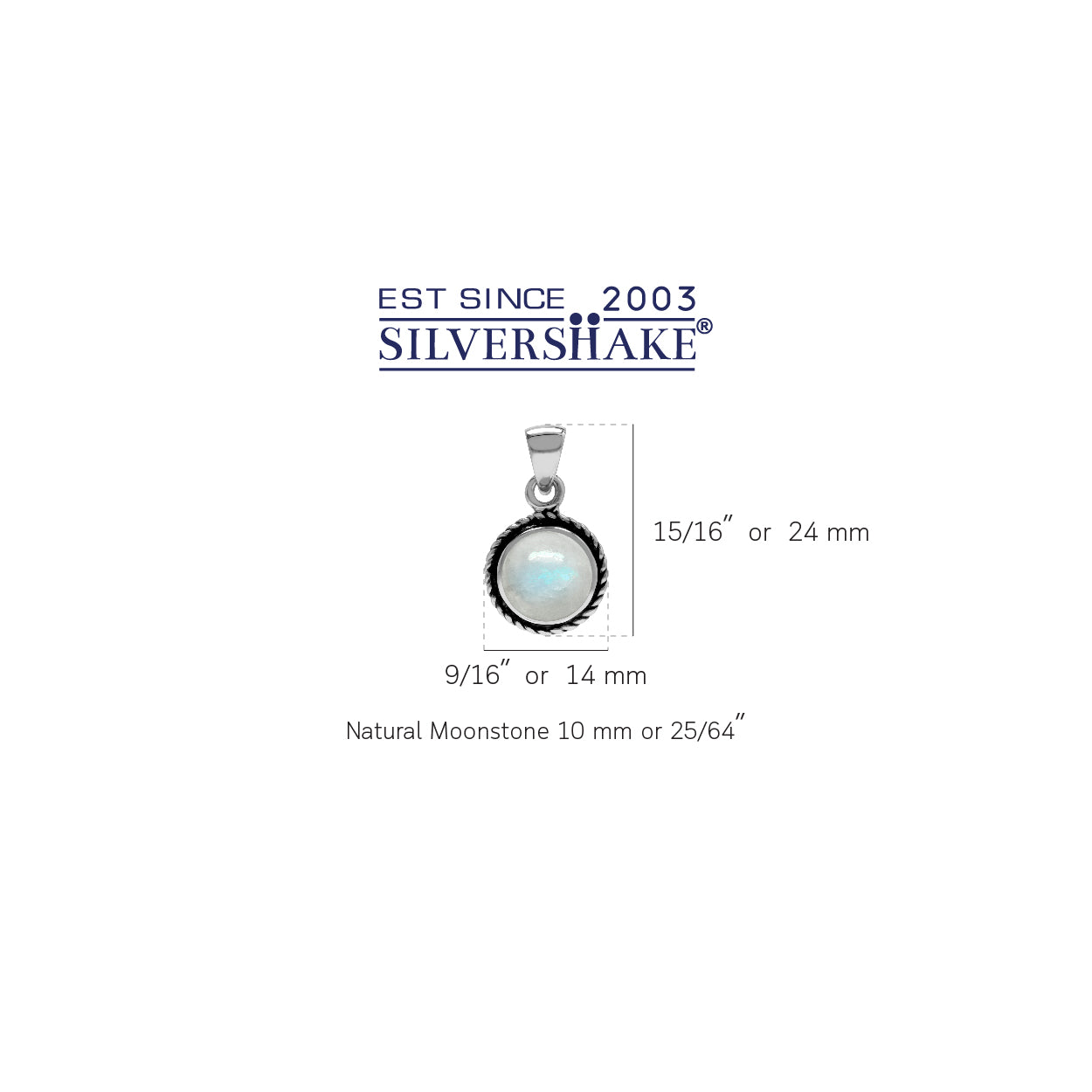 Silvershake Natural Moonstone 925 Sterling Silver Rope Solitaire Pendant - Silvershake-store