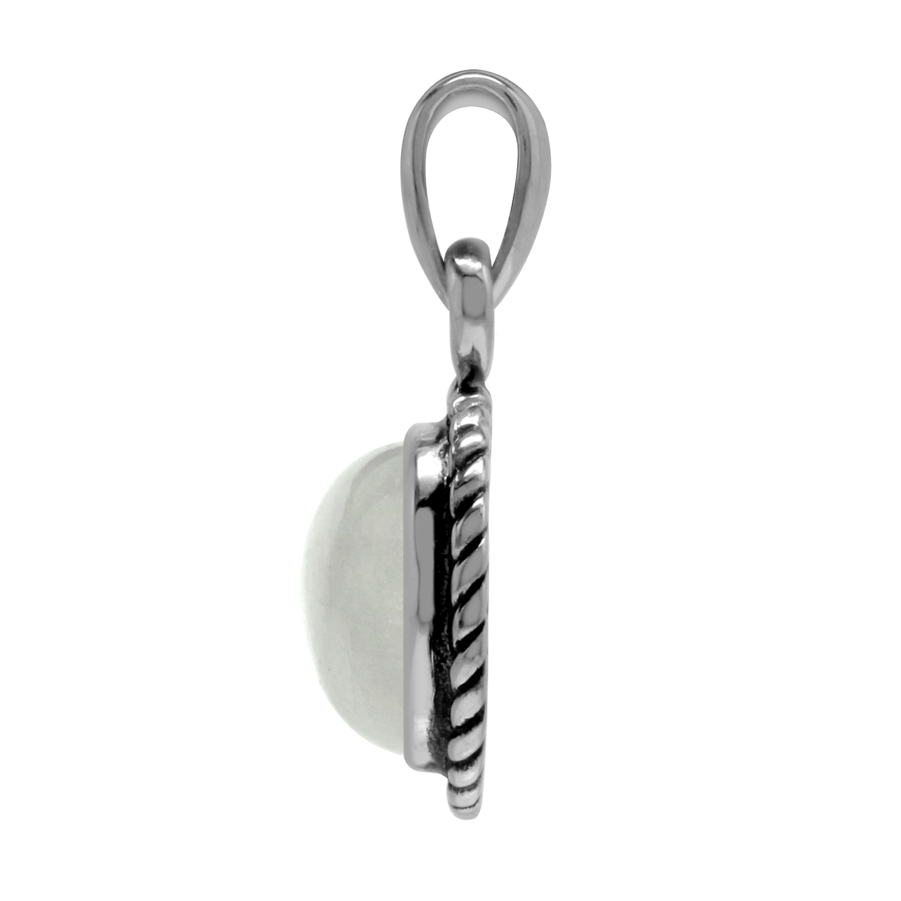 Silvershake Natural Moonstone 925 Sterling Silver Rope Solitaire Pendant - Silvershake-store