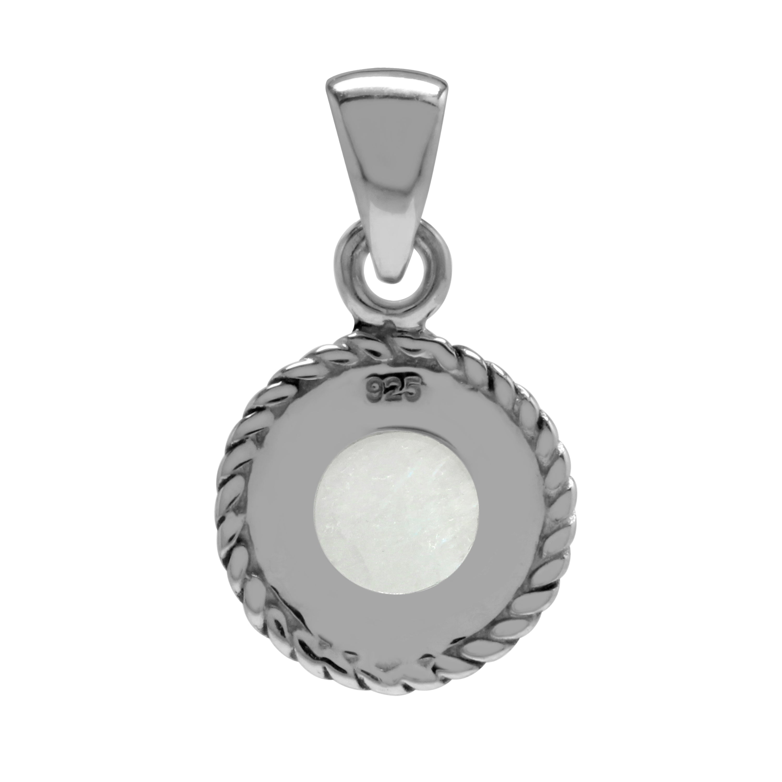Silvershake Natural Moonstone 925 Sterling Silver Rope Solitaire Pendant - Silvershake-store