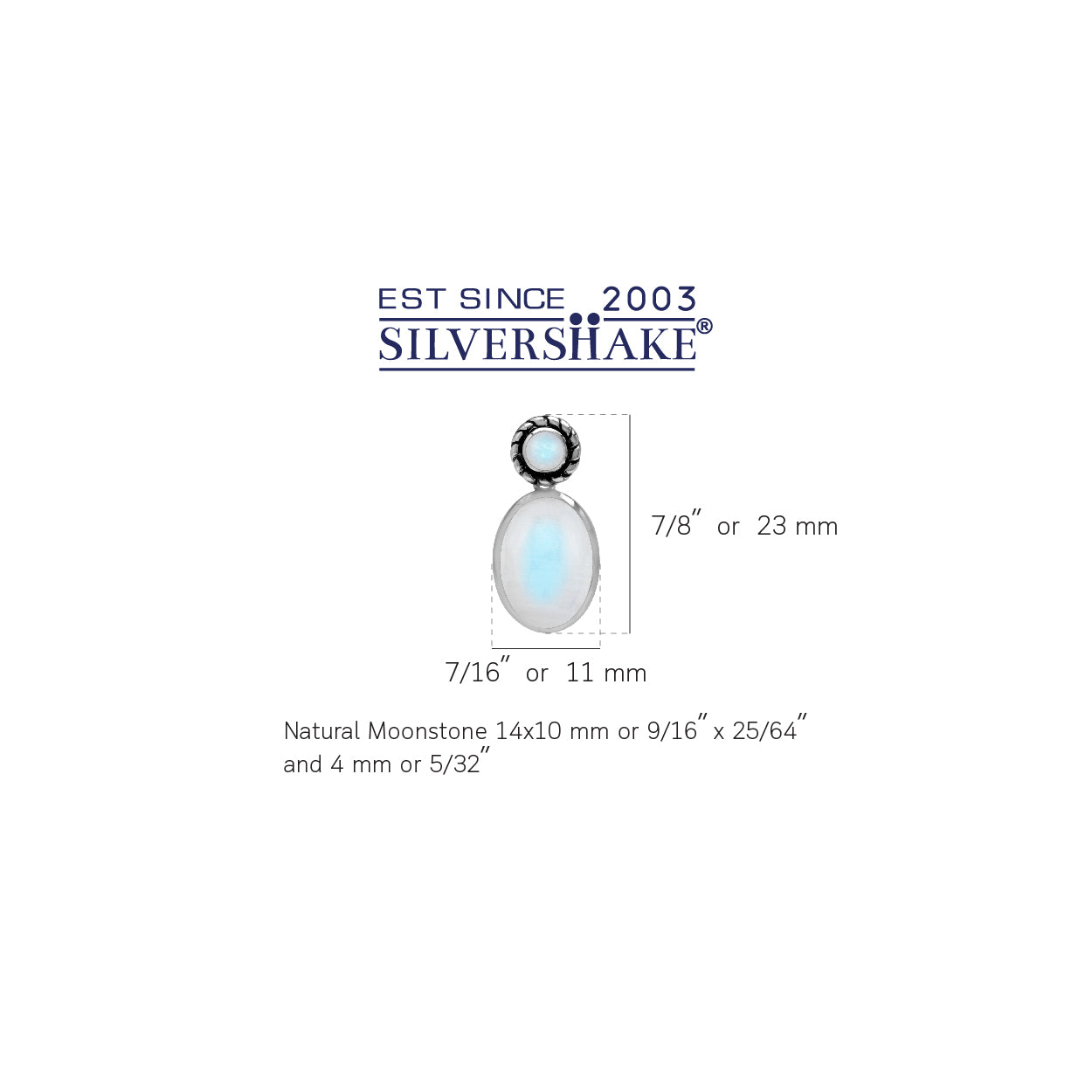 Silvershake Natural Moonstone 925 Sterling Silver Rope Drop Pendant - Silvershake-store