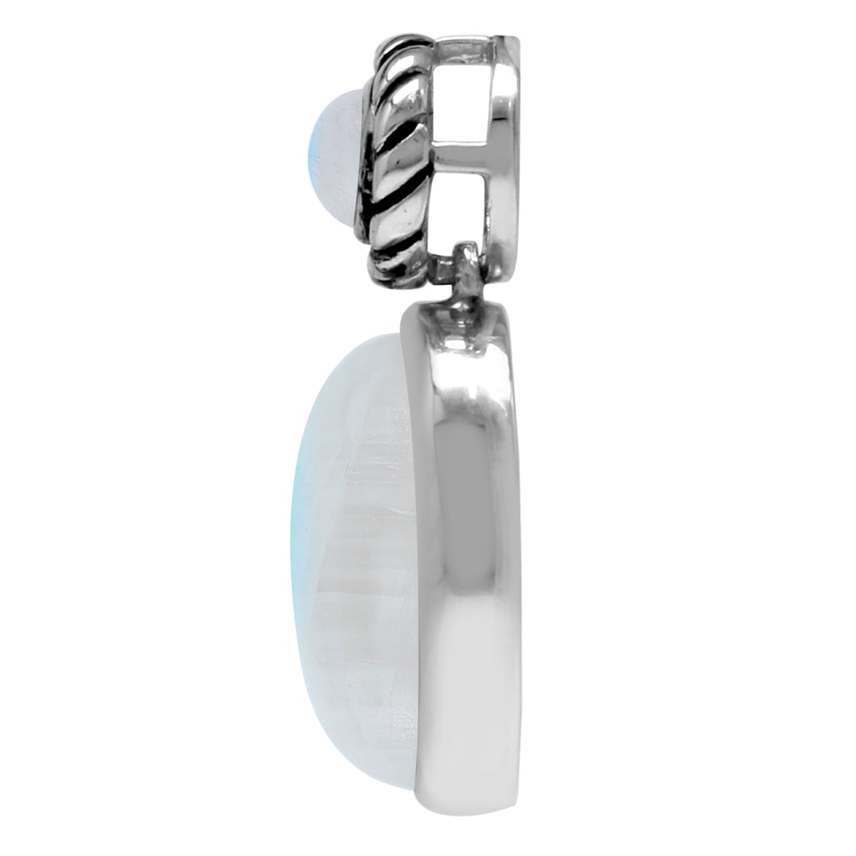 Silvershake Natural Moonstone 925 Sterling Silver Rope Drop Pendant - Silvershake-store