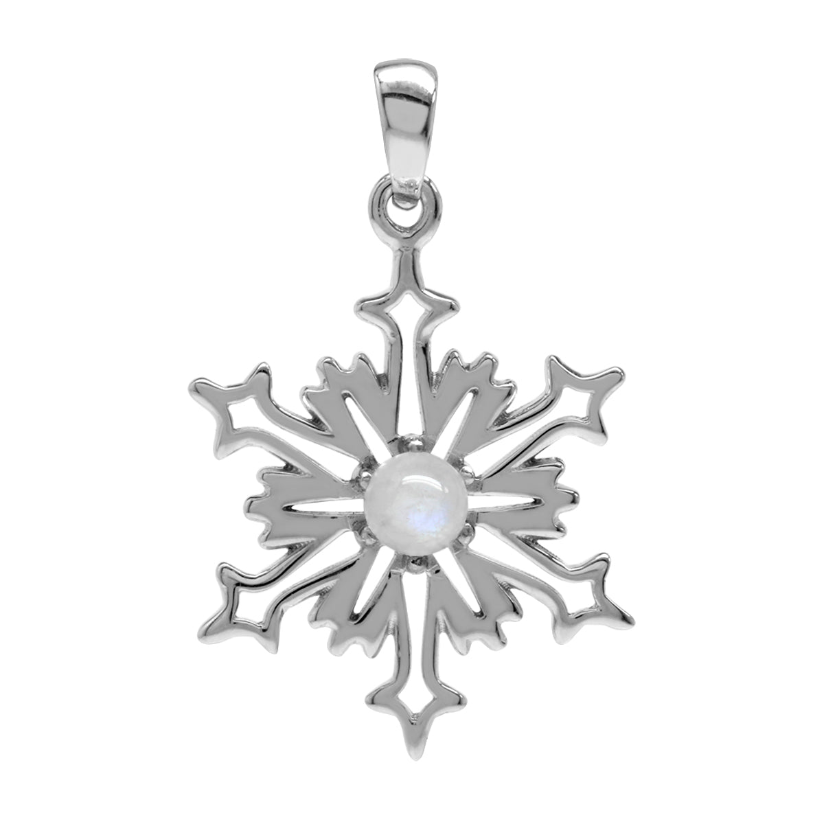 Silvershake Natural Moonstone 925 Sterling Silver Snowflake Pendant - Silvershake-store