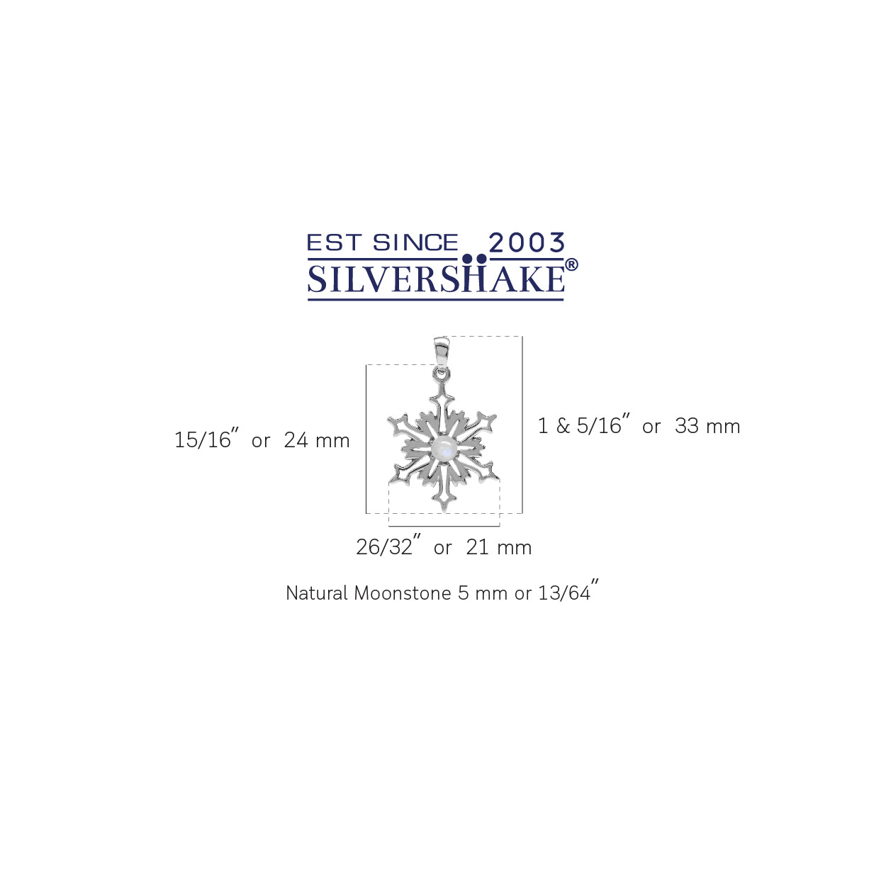Silvershake Natural Moonstone 925 Sterling Silver Snowflake Pendant - Silvershake-store
