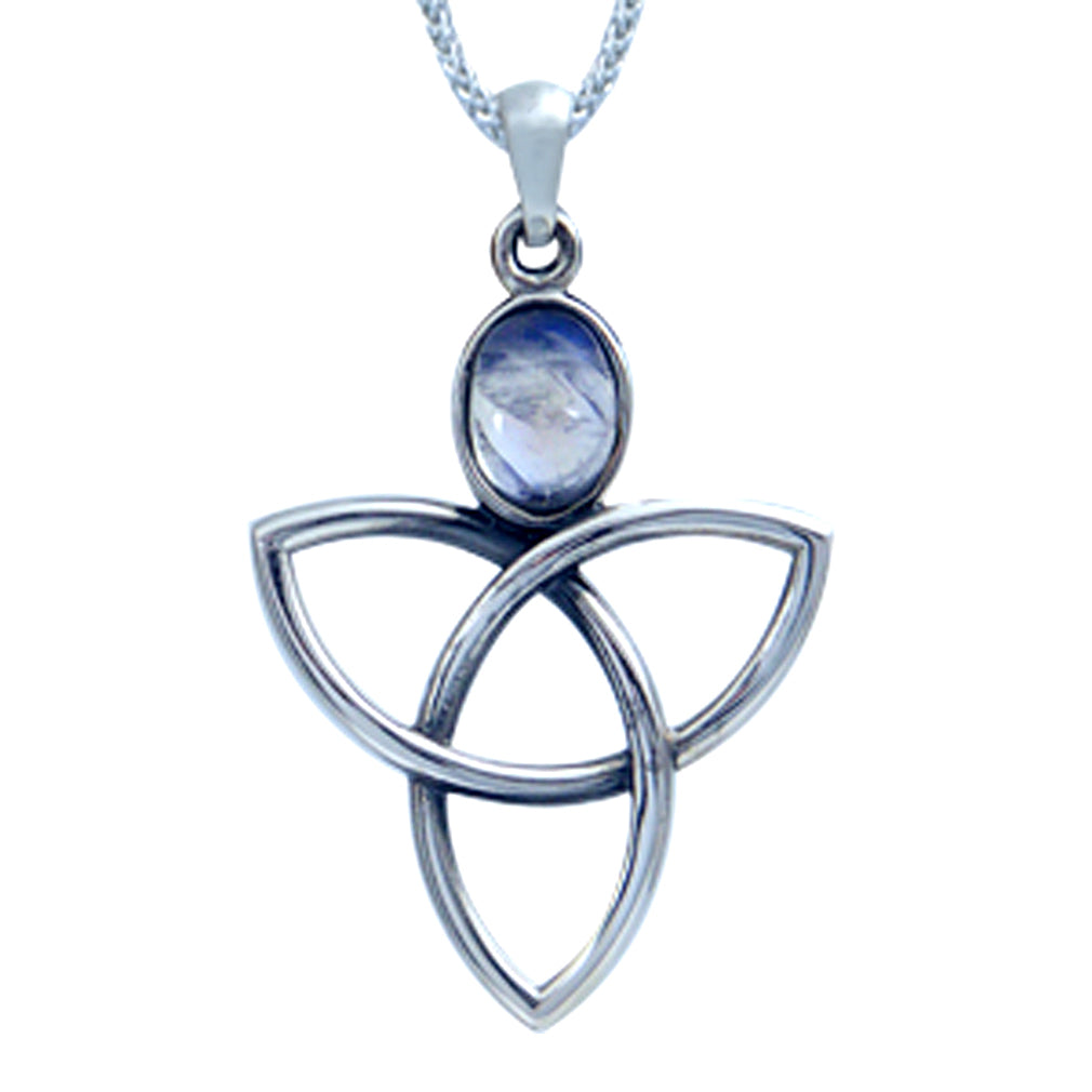 Silvershake Natural Moonstone 925 Sterling Silver Triquetra Celtic Knot Pendant - Silvershake-store