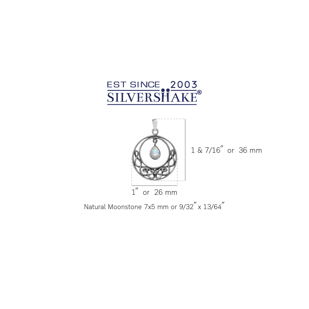 Silvershake Natural Moonstone 925 Sterling Silver Celtic Knot Drop Dangle Pendant - Silvershake-store