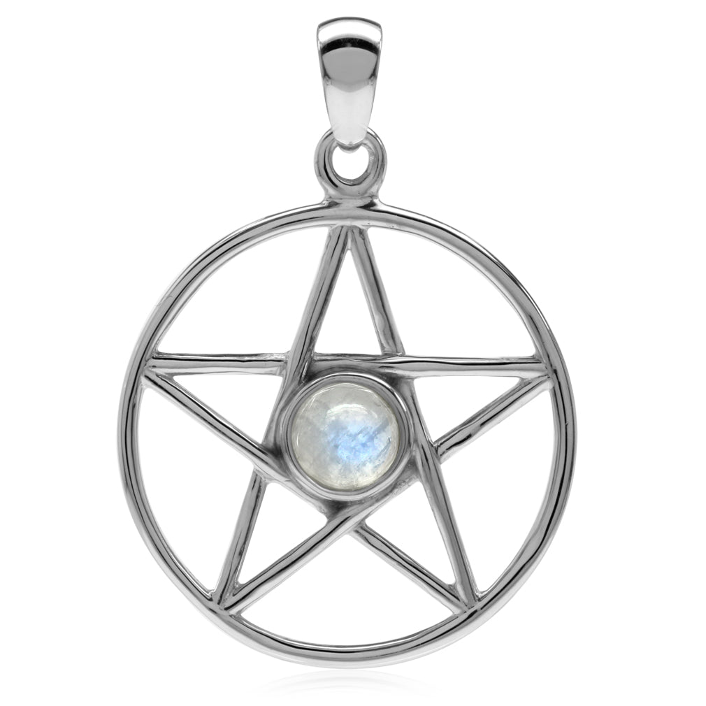Natural Moonstone 925 Sterling Silver Pentagram Star Pendant - Silvershake-store