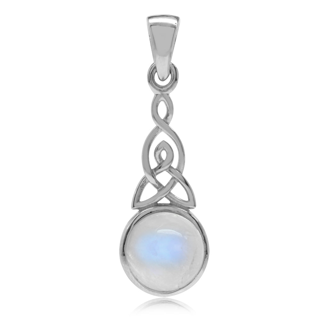 Natural Moonstone 925 Sterling Silver Triquetra Celtic Knot Pendant - Silvershake-store