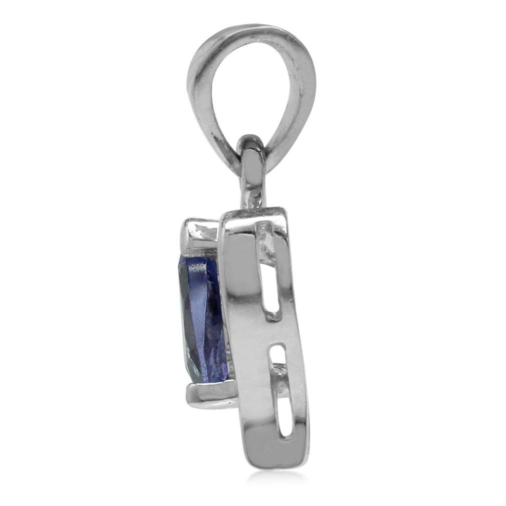 Silvershake Genuine Tanzanite 925 Sterling Silver Angel Wings Pendant - Silvershake-store