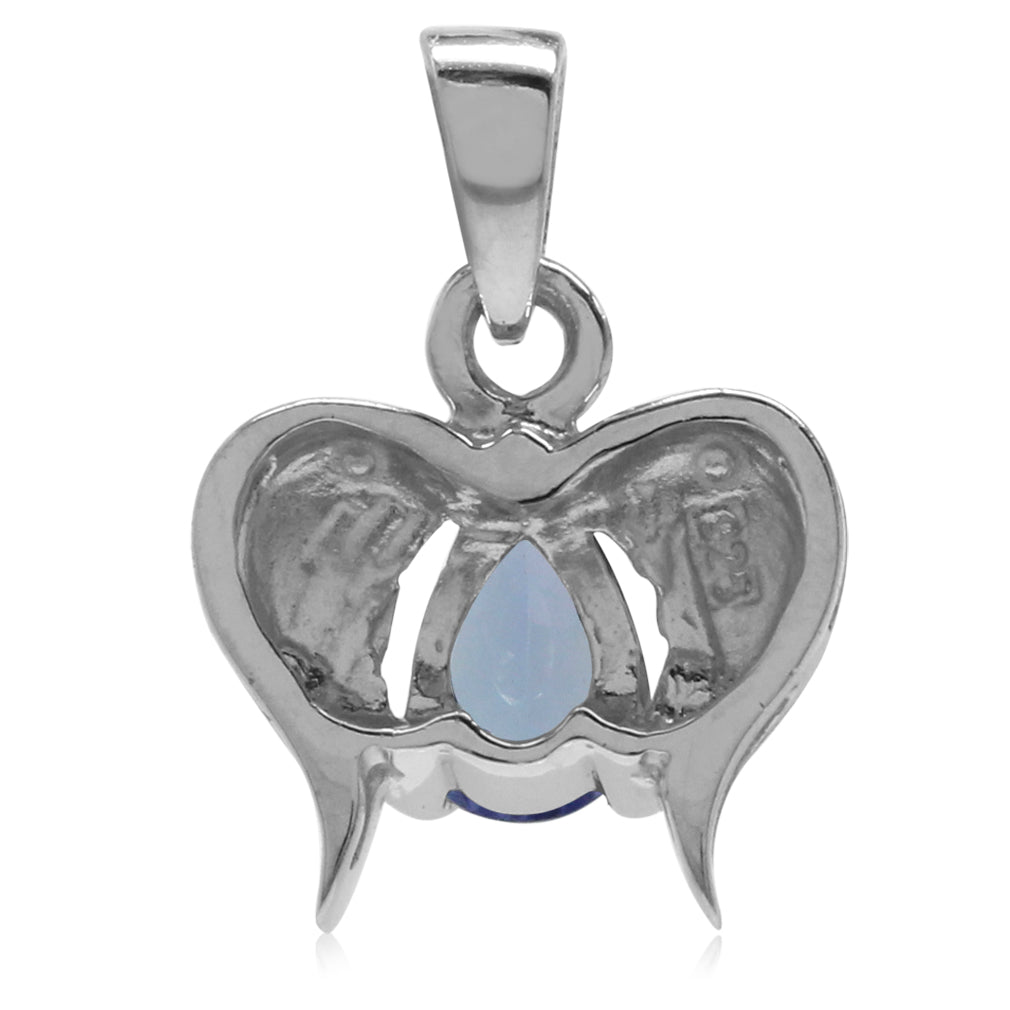 Silvershake Genuine Tanzanite 925 Sterling Silver Angel Wings Pendant - Silvershake-store