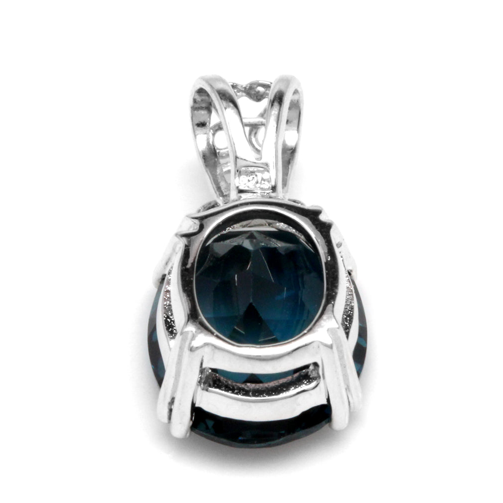 Silvershake 6.35ct. Genuine London Blue Topaz 925 Sterling Silver Filigree Solitaire Pendant - Silvershake-store