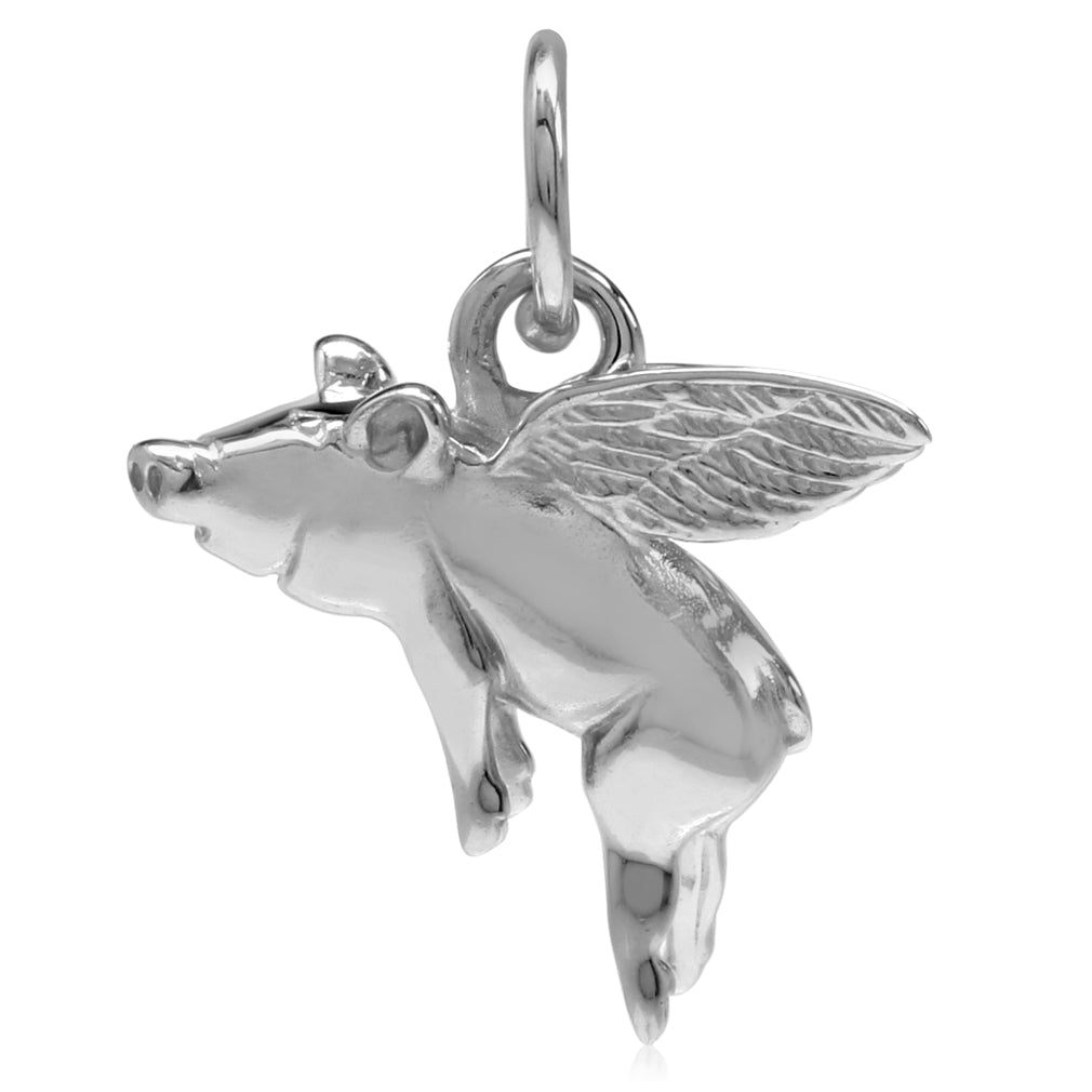 925 Sterling Silver When Pigs Fly Charm Pendant - Silvershake-store