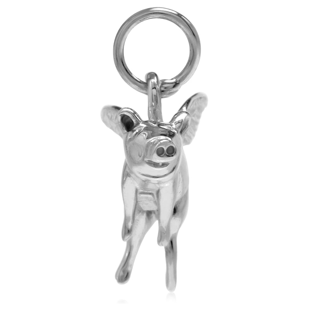925 Sterling Silver When Pigs Fly Charm Pendant - Silvershake-store
