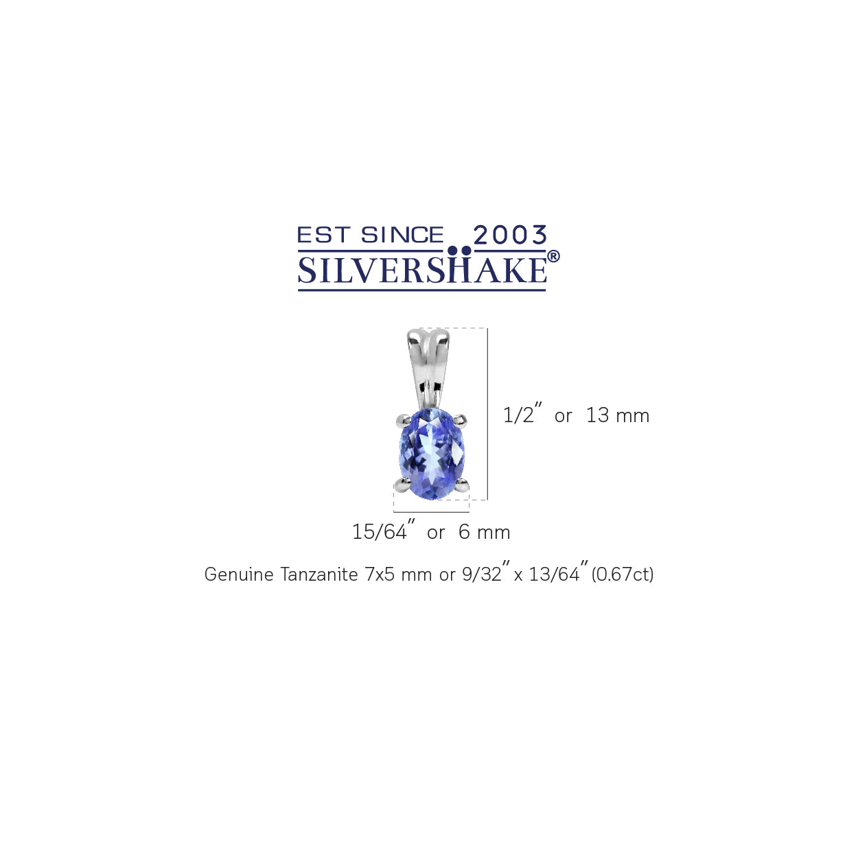 Genuine Tanzanite 925 Sterling Silver Solitaire Pendant - Silvershake-store