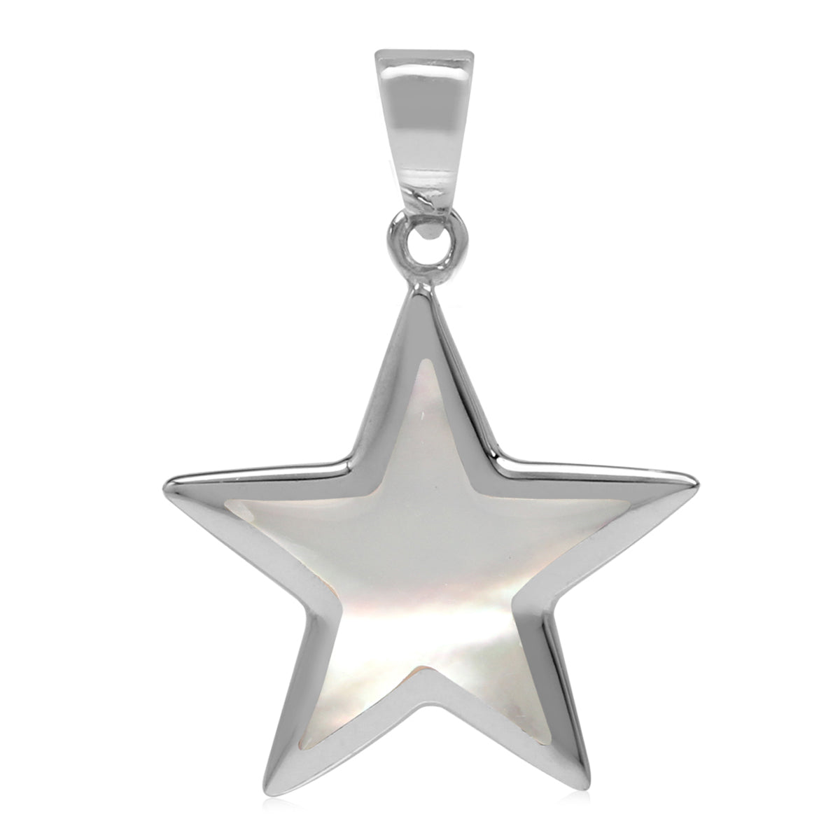 Mother of Pearl Shell Inlay White Gold Plated 925 Sterling Silver Casual Star Pendant Jewelry for Women - Silvershake-store