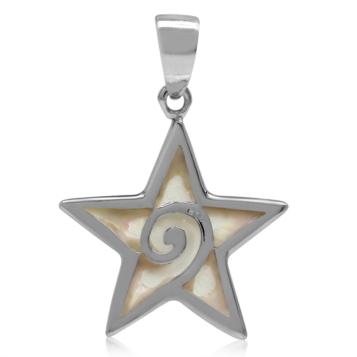 Mother of Pearl Shell Inlay White Gold Plated 925 Sterling Silver Casual Star Pendant Jewelry for Women - Silvershake-store
