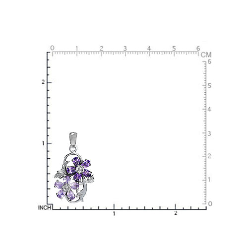 Silvershake Natural African Amethyst 925 Sterling Silver Flower Leaf Pendant - Silvershake-store