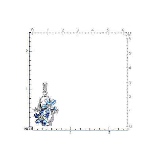 Silvershake Genuine Blue Topaz and Tanzanite 925 Sterling Silver Flower Leaf Pendant - Silvershake-store