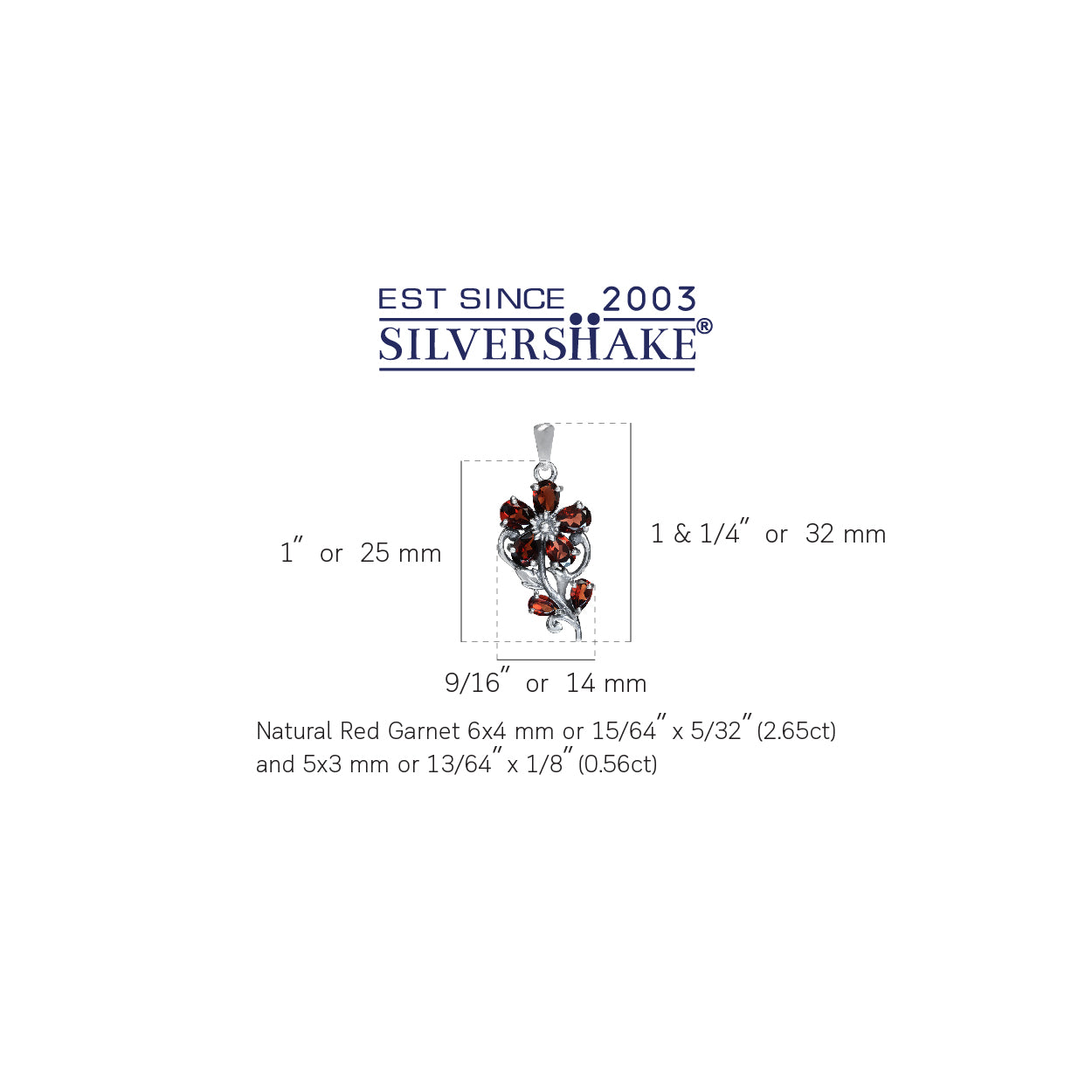 Silvershake 3.21ct. Natural Garnet 925 Sterling Silver Flower Leaf Pendant - Silvershake-store