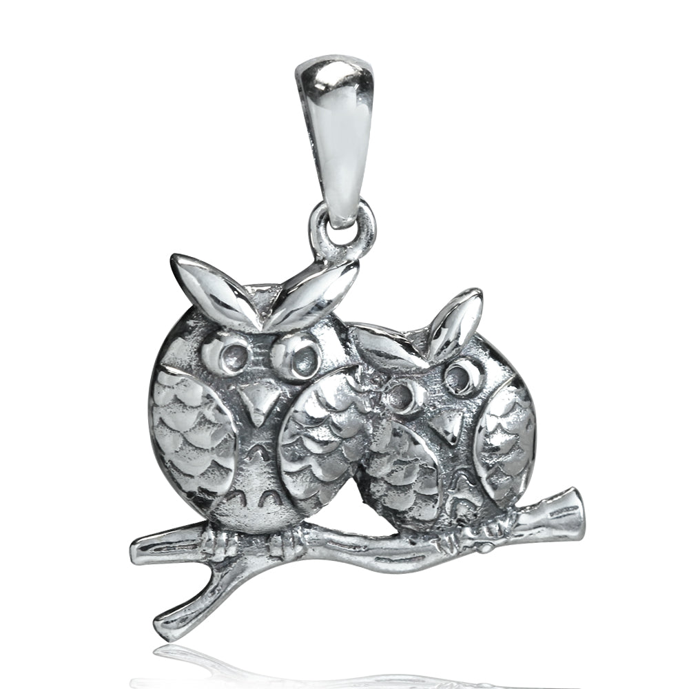 Silvershake 925 Sterling Silver Twin Wise Owl Mother and Child Pendant - Silvershake-store