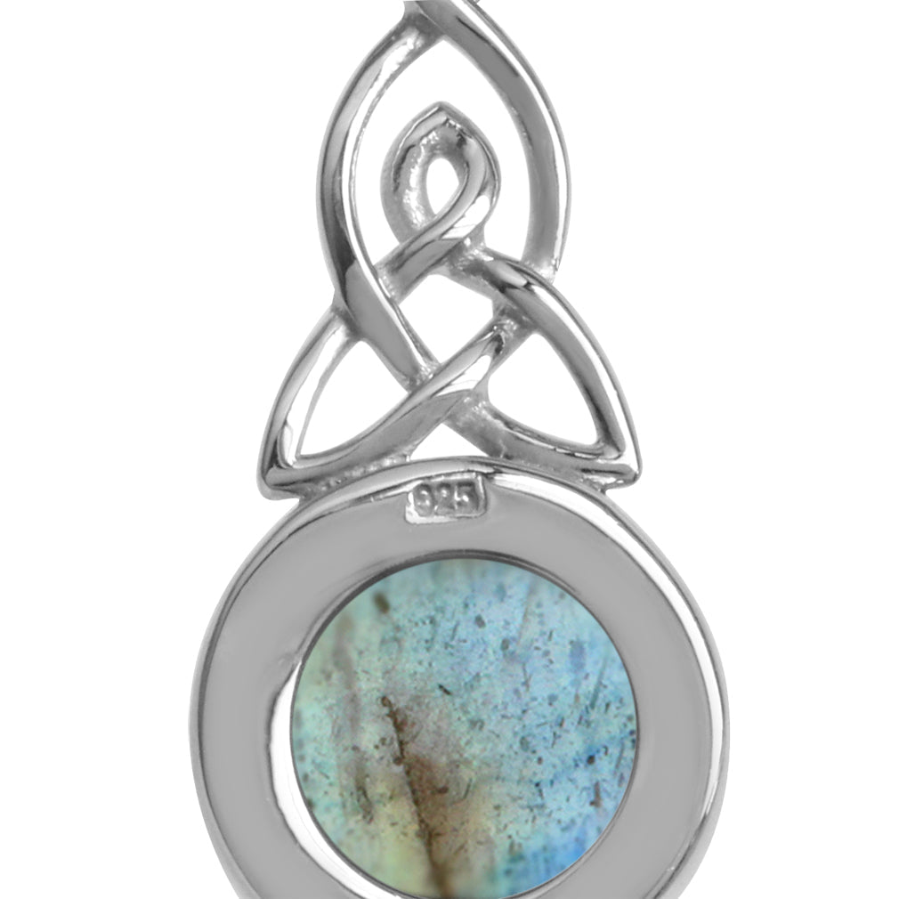 Natural Labradorite White Gold Plated 925 Sterling Silver Triquetra Celtic Knot Pendant Jewelry for Women - Silvershake-store