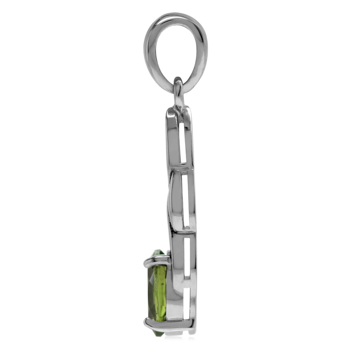 1.32ct. Natural Peridot 925 Sterling Silver Celtic Knot Solitaire Pendant