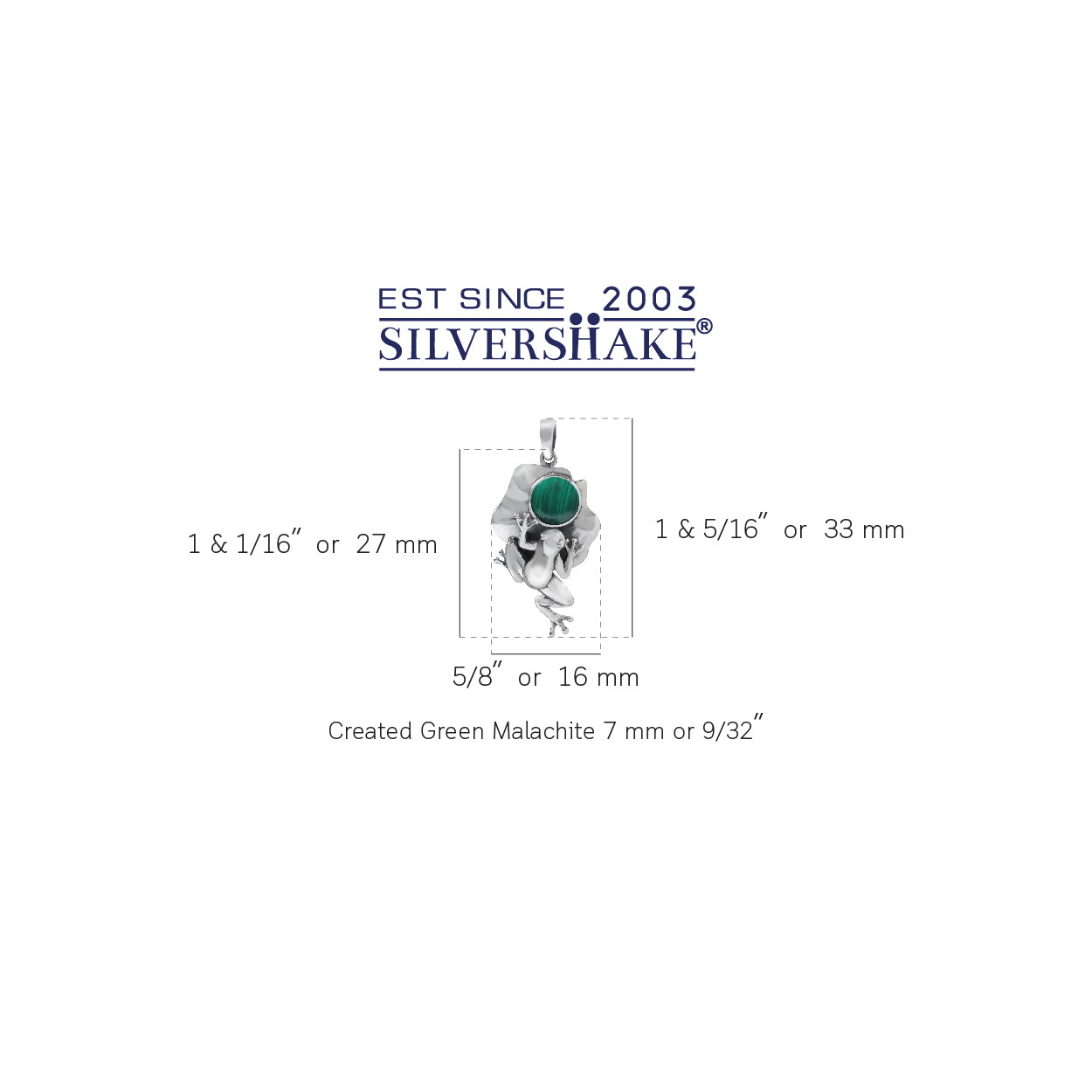 Silvershake Created Malachite 925 Sterling Silver Lotus Leaf and Frog Pendant - Silvershake-store