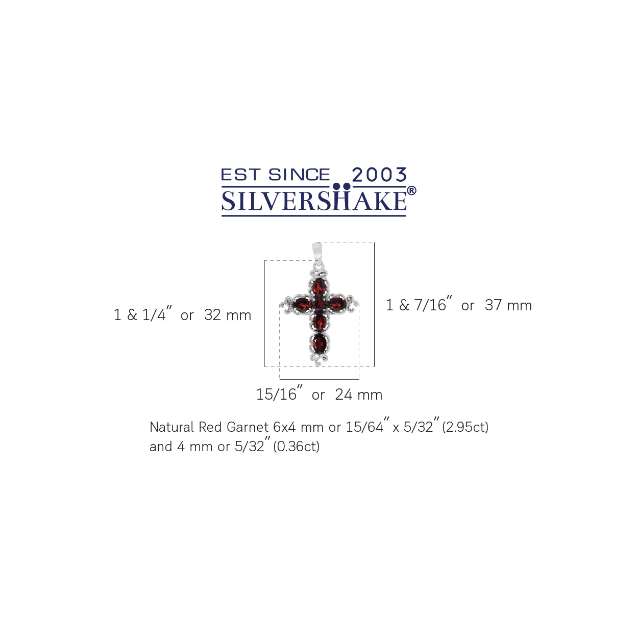 Silvershake 3.31ct. Natural Garnet White Gold Plated 925 Sterling Silver Victorian Cross Pendant - Silvershake-store